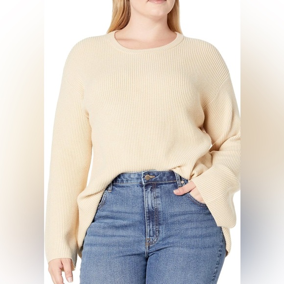 The Drop Sweaters - The Drop Women's Alice Crewneck Back Slit Ribbed Pullover Sweater